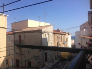 View from balcony, sea in the background