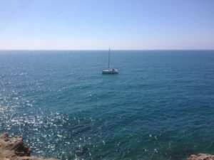 Yacht lying at anchor