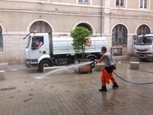 High pressure hosing in action