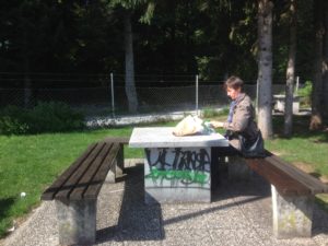 Burek breakfast at a rest stop