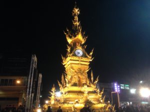 Chiang Rai clock tower at night