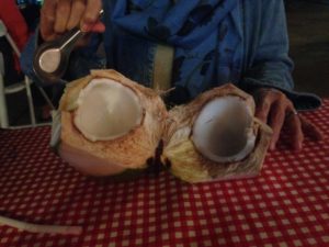 Coconut flesh, delicious!