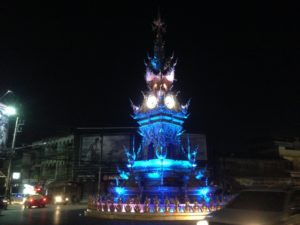 Chiang Rai Clock Tower changing colour at 20:00