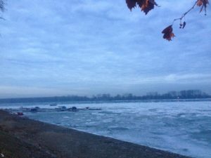 The Danube frozen over - Early evening