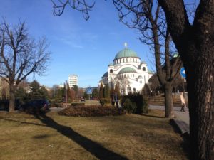 View from Karadordev Park towards the Church of Saint Sava