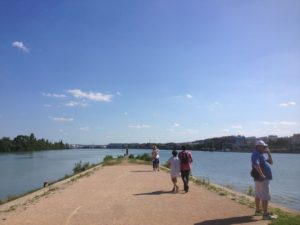 Confluence of Rhone and Saone rivers