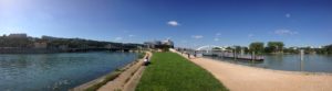 Confluence of Rhone and Saone rivers