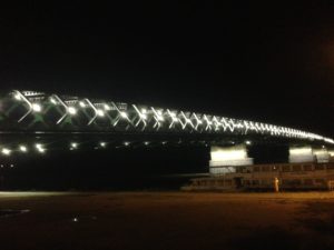 The Old Bridge across the Danube at night