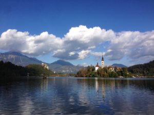 Bled island or Blejski Otok on Lake Bled