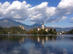 Bled island or Blejski Otok on Lake Bled