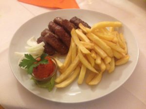 Cevapčići or ćevapi with chips